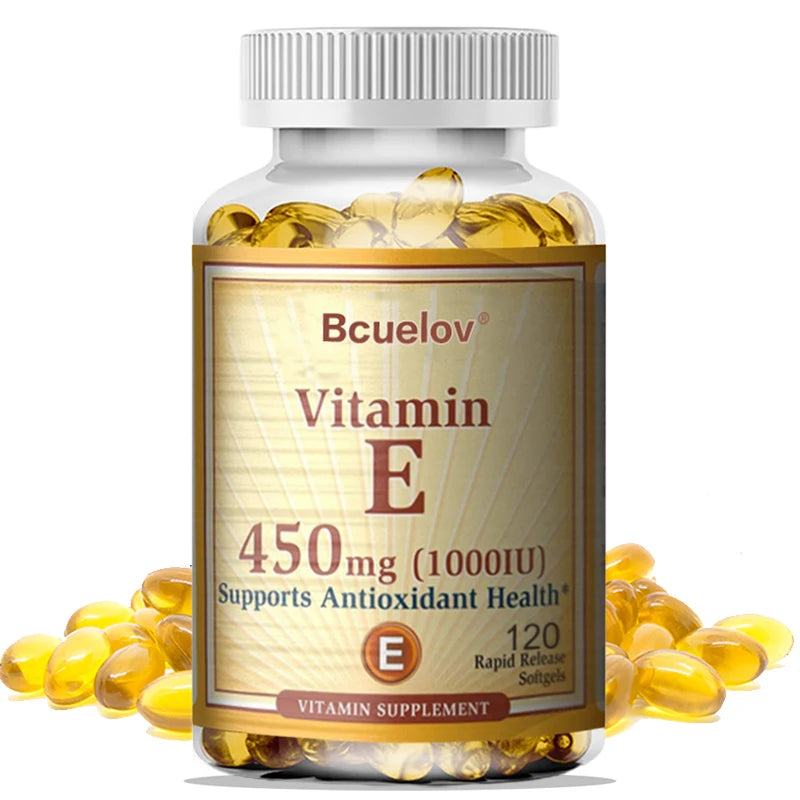 Bcuelov Vitamin E 1000 IU 450mg - for skin, hair, circulatory health, immune system support - antioxidant supplement Oasis Select