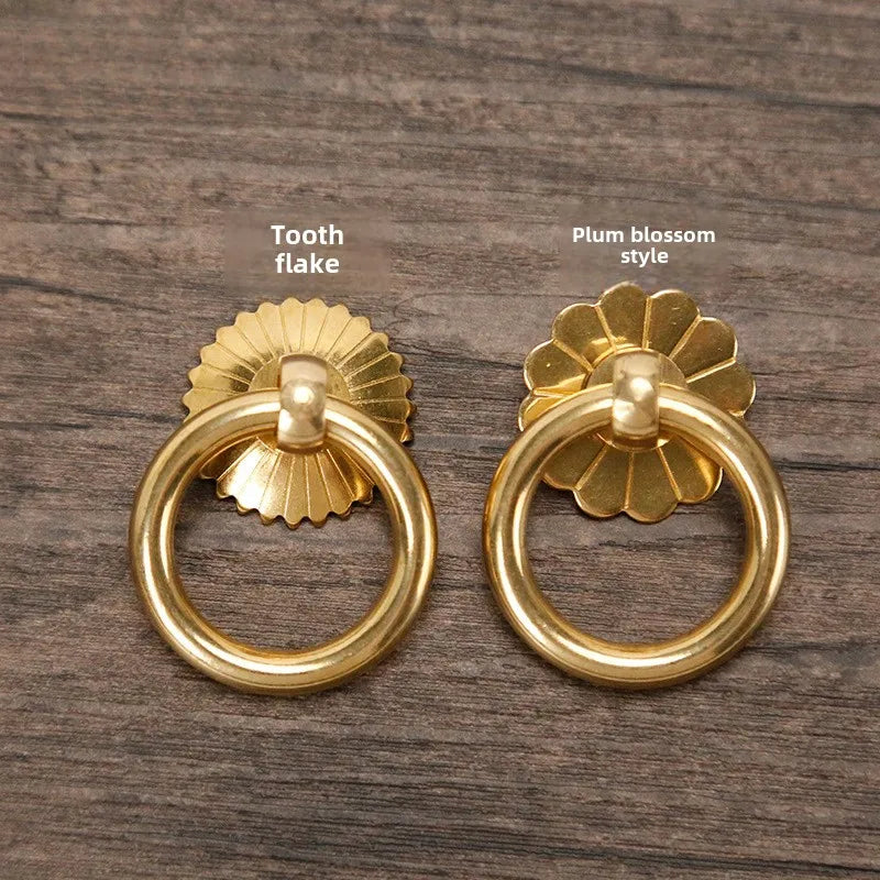 Antique Style Pure Brass Ring Pull for Cupboard Cabinet Drawer Rings Pulls Knob with Screws Vintage Furniture Hardware Oasis Select