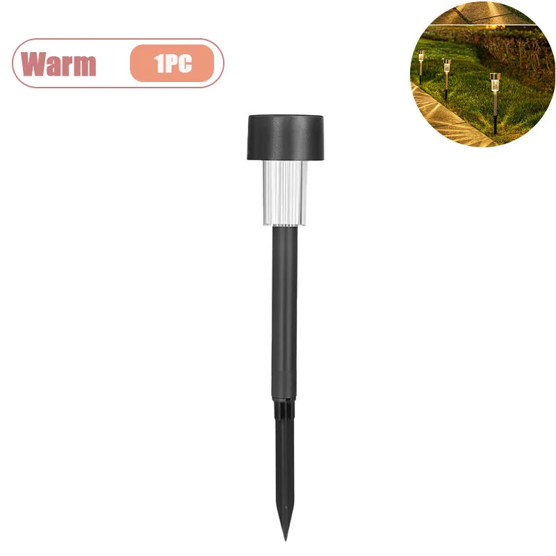 Solar Powered Stainless Steel Tube Lights Outdoor Waterproof Garden Yard Lawn Lamp Night Light Pathway Lighting Oasis Select Warm-1PC