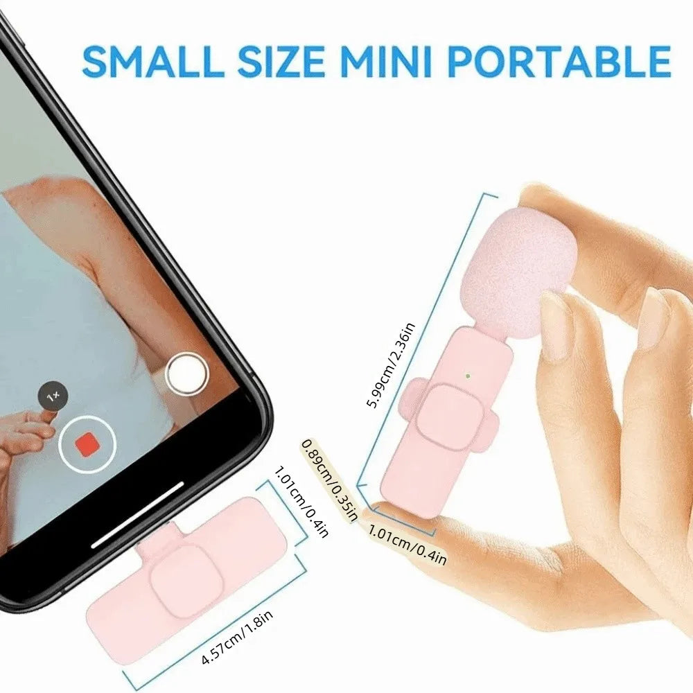 1/2Pcs Wireless Lapel Microphone Noise Reduction USB-C Connector Mini Microphone Pink Studio Quality Mobile Phone Microphone Oasis Select