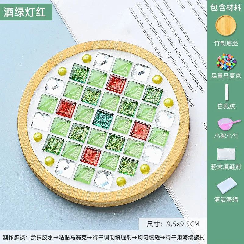 Mosaic Coasters DIY Creative Children's Handmade Material Pack Event New Year's Easter Handmade Diy Gifts Oasis Select Circle F 9 9cm