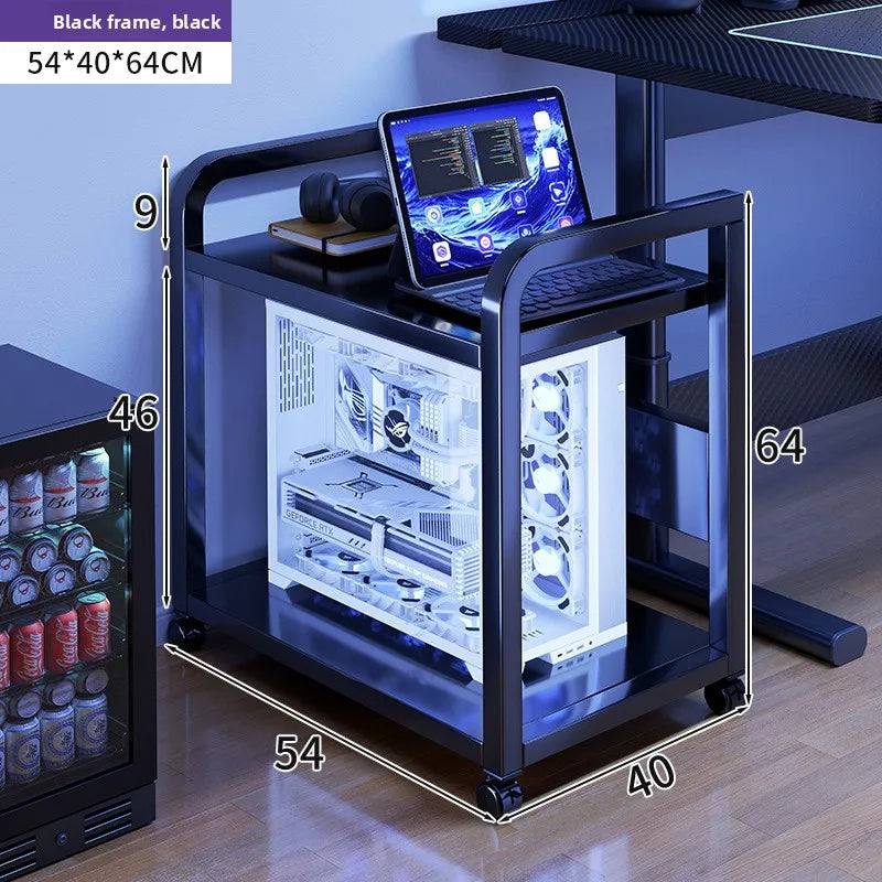 Computer host bracket simple multi-layer removable chassis storage rack minimalist wind table trolley Oasis Select 2 layers kuan black