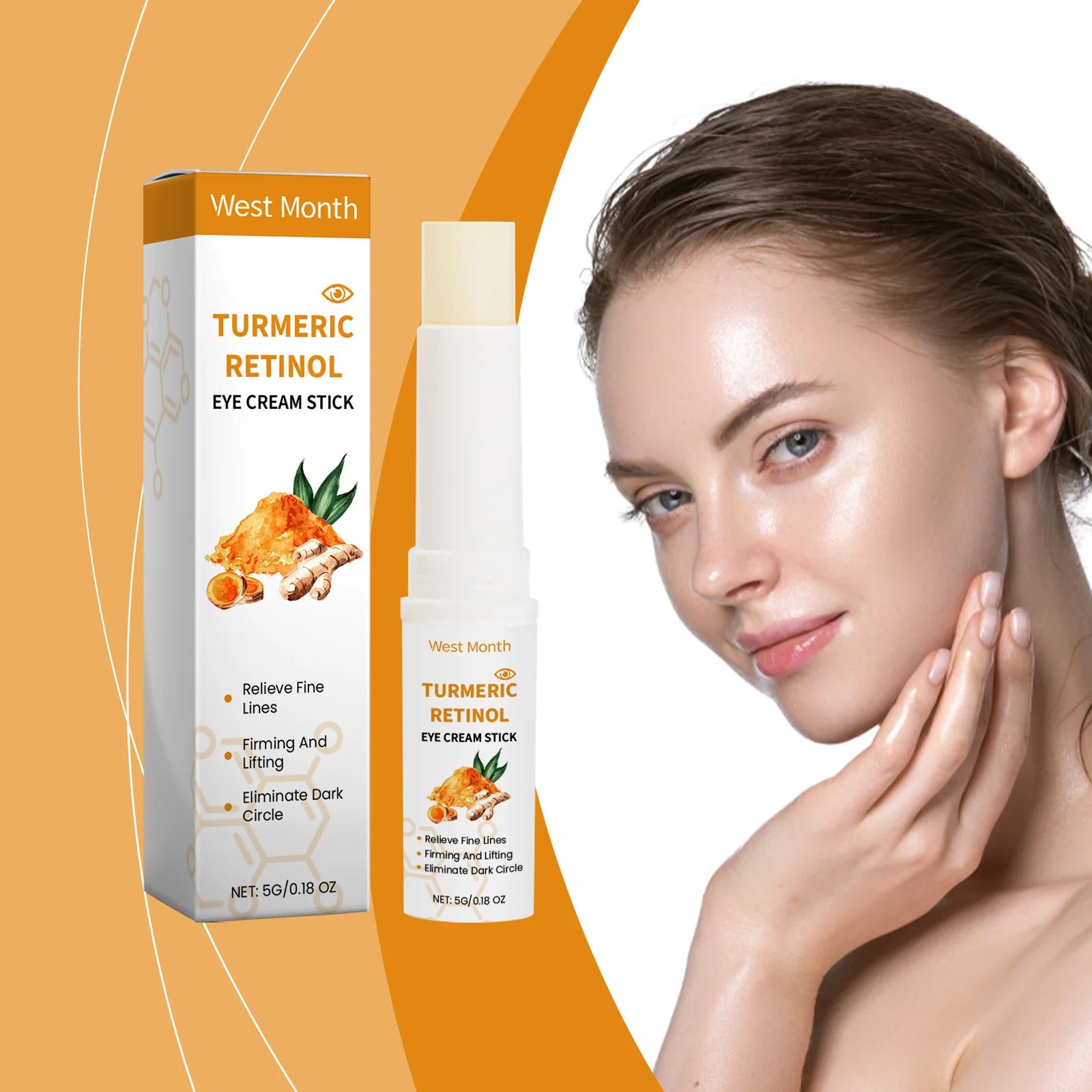 Turmeric Retinol Eye Cream Stick Remove Dark Circles Fade Fine Lines Anti Eye Bags Puffiness Lift Firming Brightening Eye Care Oasis Select