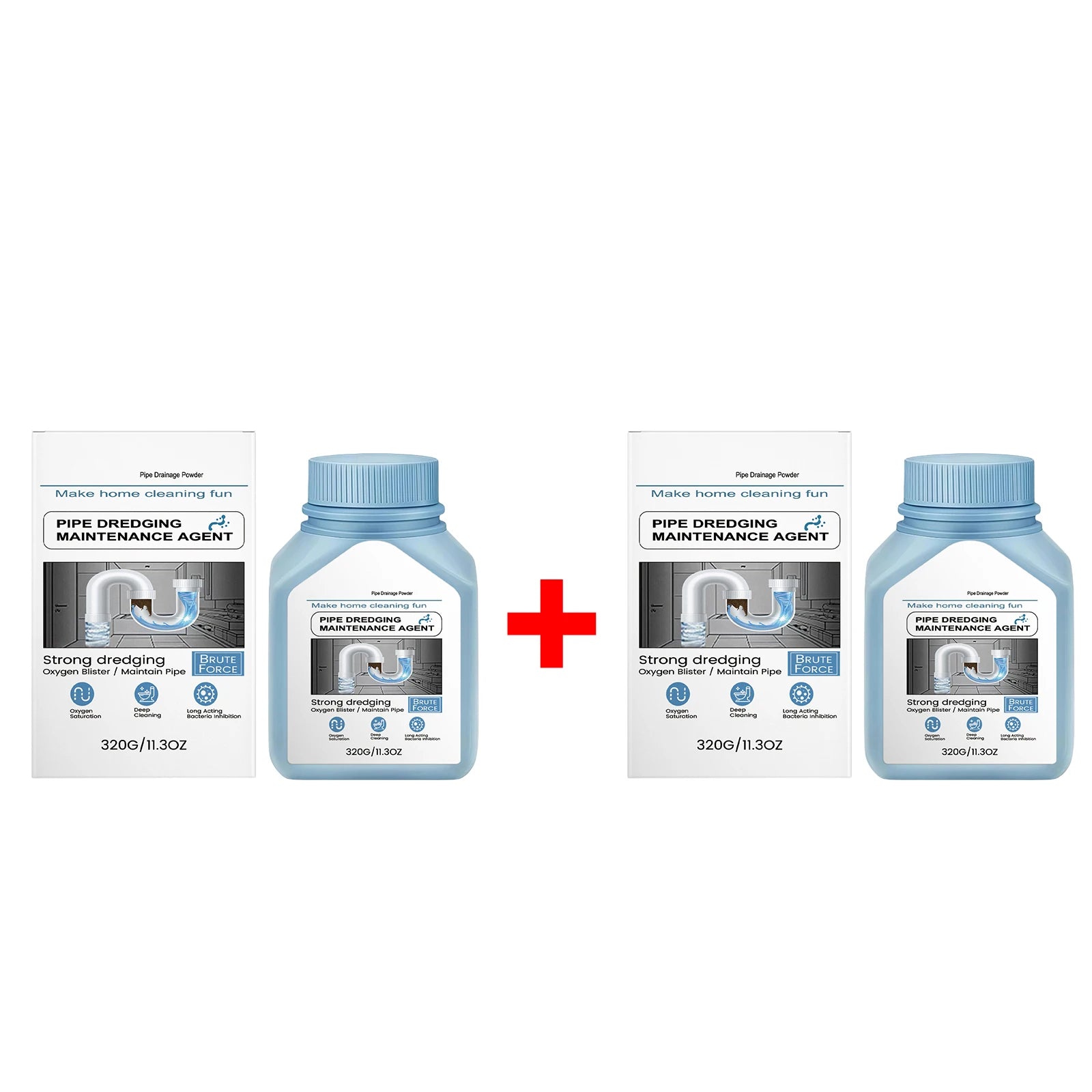 Pipe Cleaner Kitchen Grease & Bathroom Hair Clog Remover Dissolves Blockages Odor Eliminator Pipe Dredging Mainteance Agent Oasis Select 2 X 320g boxed