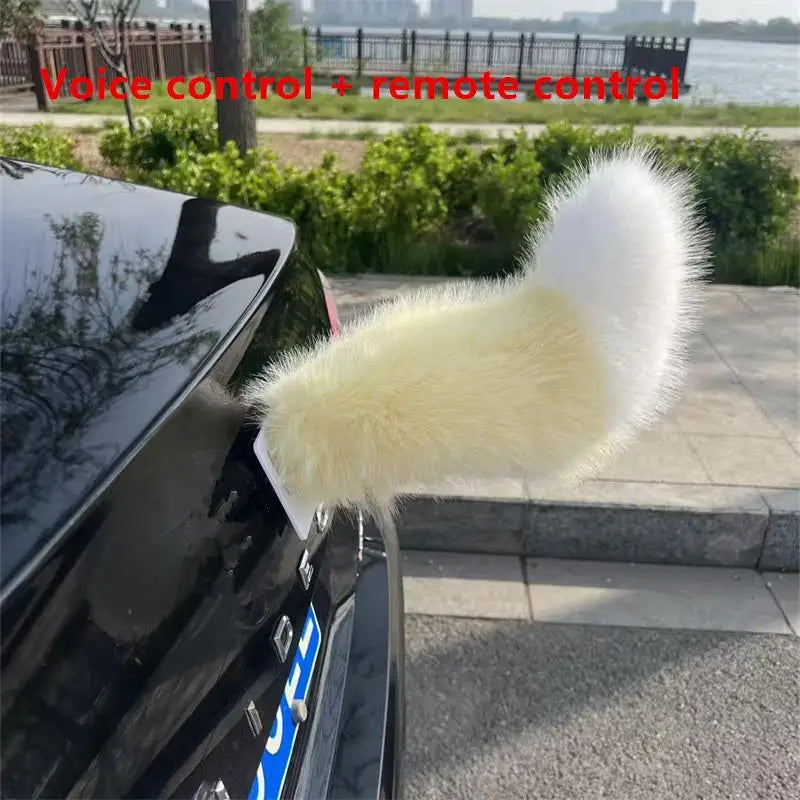 Fluffy Remote Control Electric Bicycle Tail Realistic Versatile Car Wagging Moving Tail Self-adhesive Rechargeable Oasis Select Yellow