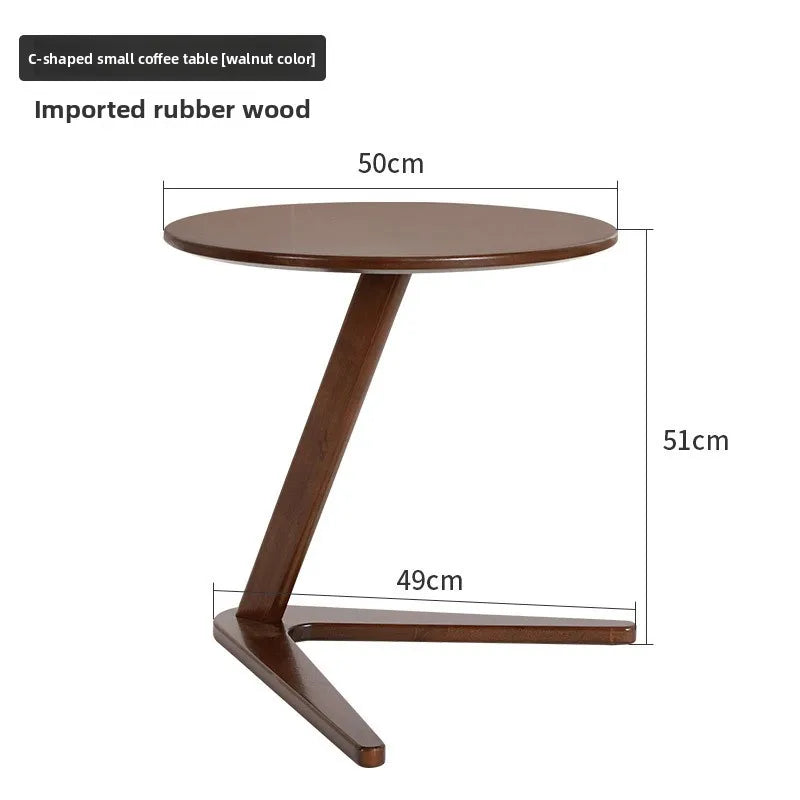 Multi-functional Solid wood small coffee table household living room small round table sofa edge table Oasis Select Walnut