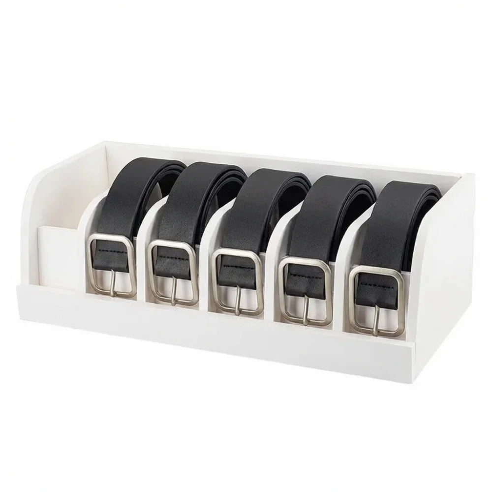 Bamboo Belt Organizer – 6-Compartment Eco-Friendly Storage Box