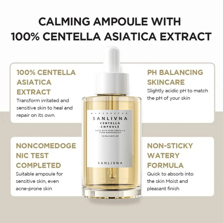 SANLIVNA Centella Asiatica Ampoule Serum – Korean Glass Skin Face Serum Ampoule Oasis Select