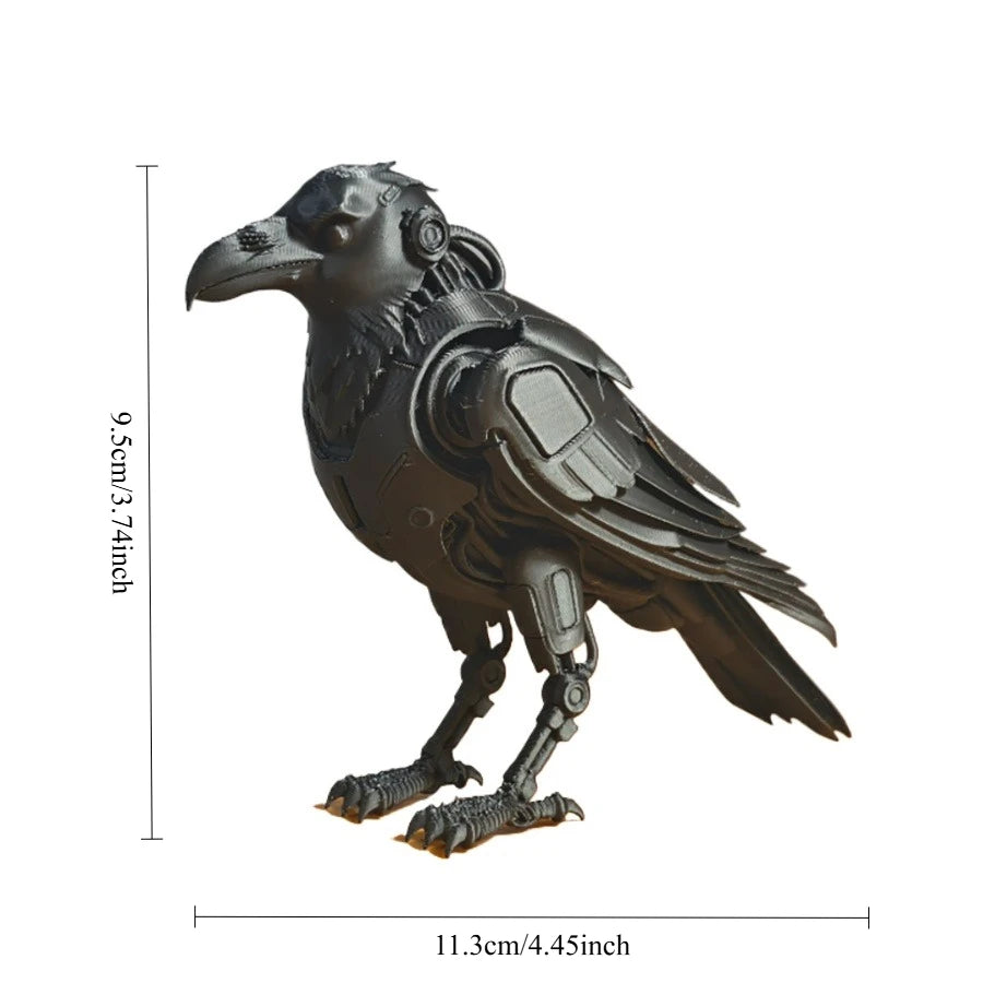 3D Printed Cyberpunk Mechanical Raven Statue Tech Robot Crow Bird Figurine Sci-Fi Desktop Collectible Punk Industrial Decor Gift Oasis Select