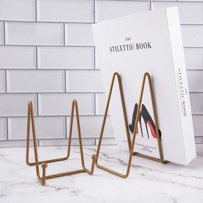 1pc Plate Display Stand Picture Easel Metal Plate Stands Holder Display Pictures Frame Photo Decorative Plate Dish Tabletop Arts Oasis Select
