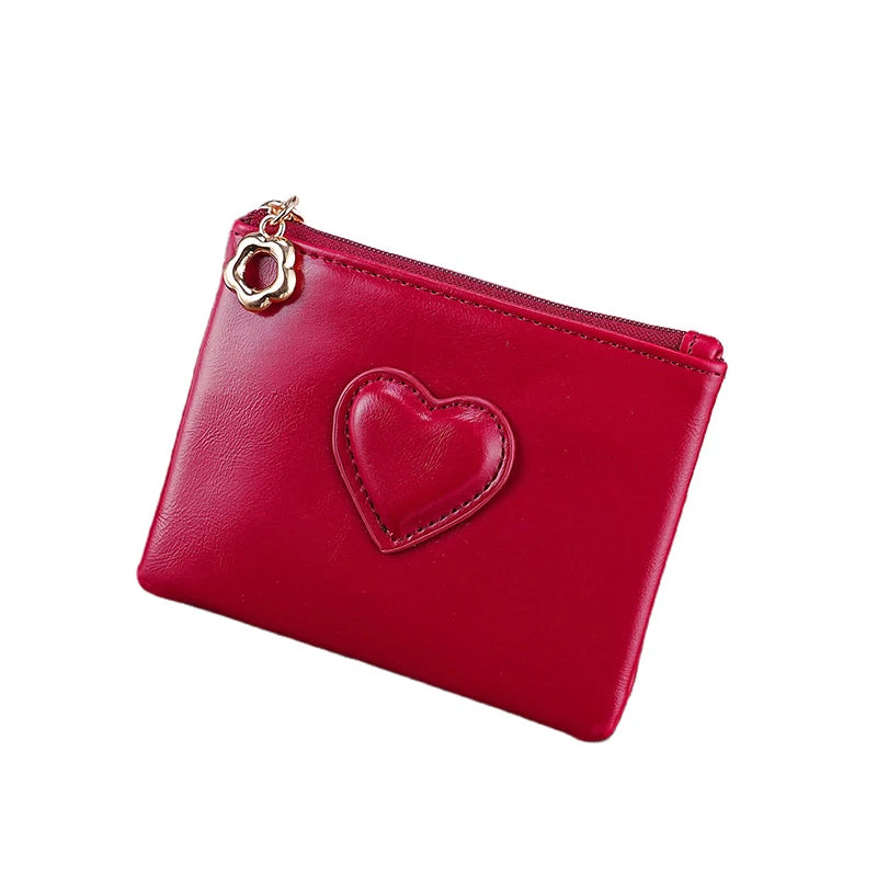 Heart Shaped Coin Purse – Zipper Pouch & Card Holder Gift Coin Purse Wallet Oasis Select Red