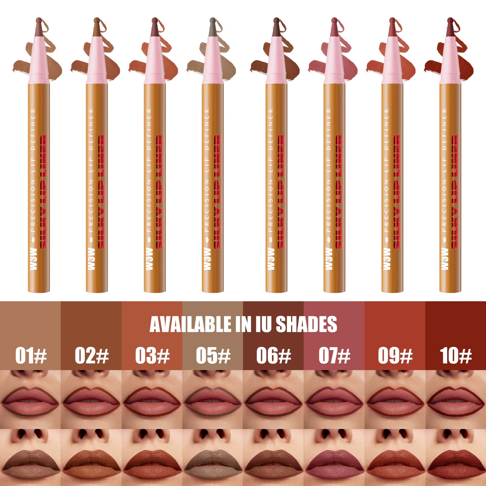 W3W Waterproof Matte Lip Liner Pencil – High Pigment & Long-Lasting
