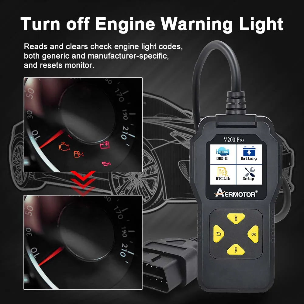 Aermotor V200 Pro OBD2 Scanner – Universal Car Diagnostic Tool OBD2 Diagnostic Scanner Oasis Select