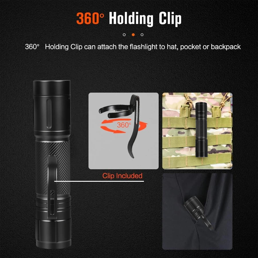 High Power LED Flashlights with Pen Clip Portable Tactical Torch Aluminum Alloys Waterproof Lantern for Outdoor Home Use 21700 Oasis Select