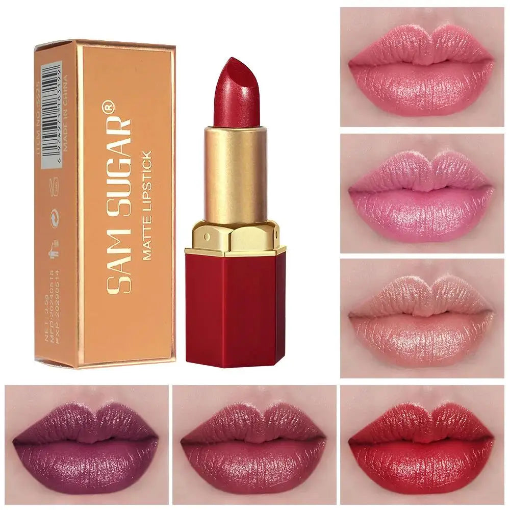 SAM SUGAR Gold Bar Glitter Lipstick – 6 Shades, Long Lasting