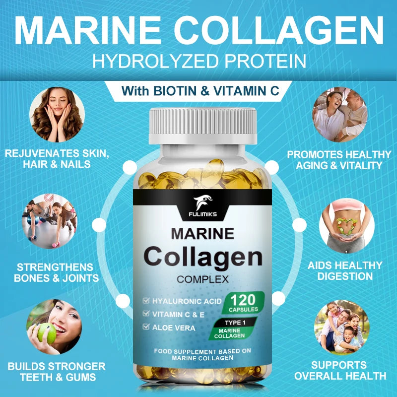 Marine Collagen Capsules with Hyaluronic Acid – Skin, Hair & Nails