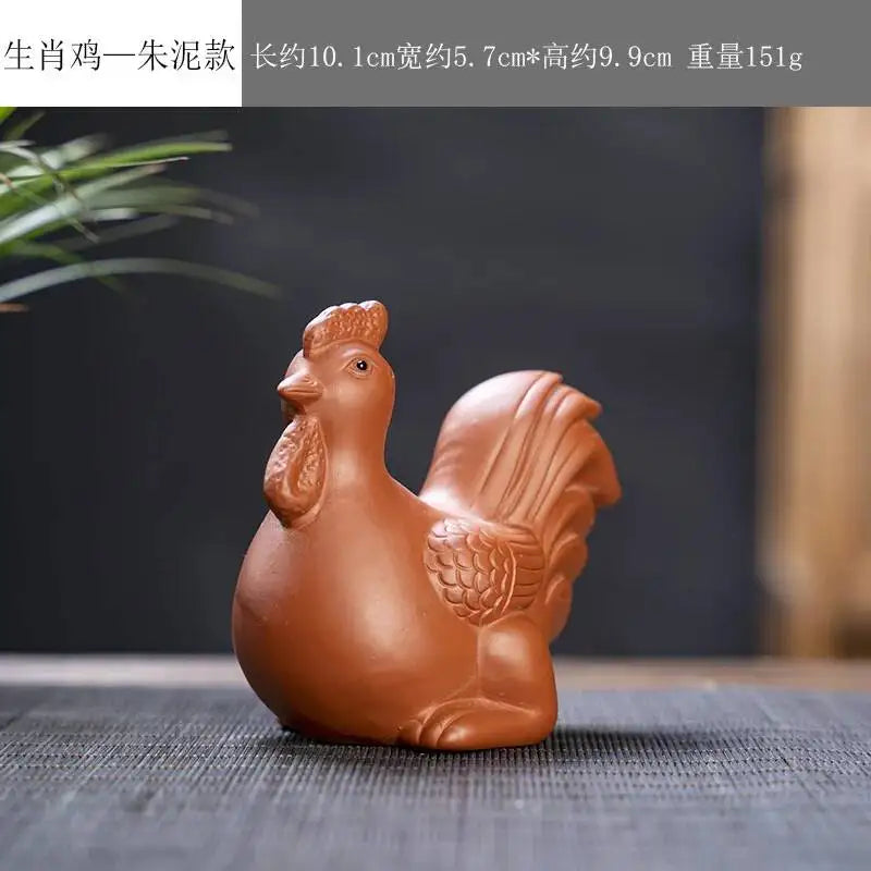 Zisha Twelve Zodiac Creative Tea Pet Ornaments Nurturable Tea Play Tea Accessories Cute Zodiac Small Ornaments Oasis Select Zhu Ni x Chicken