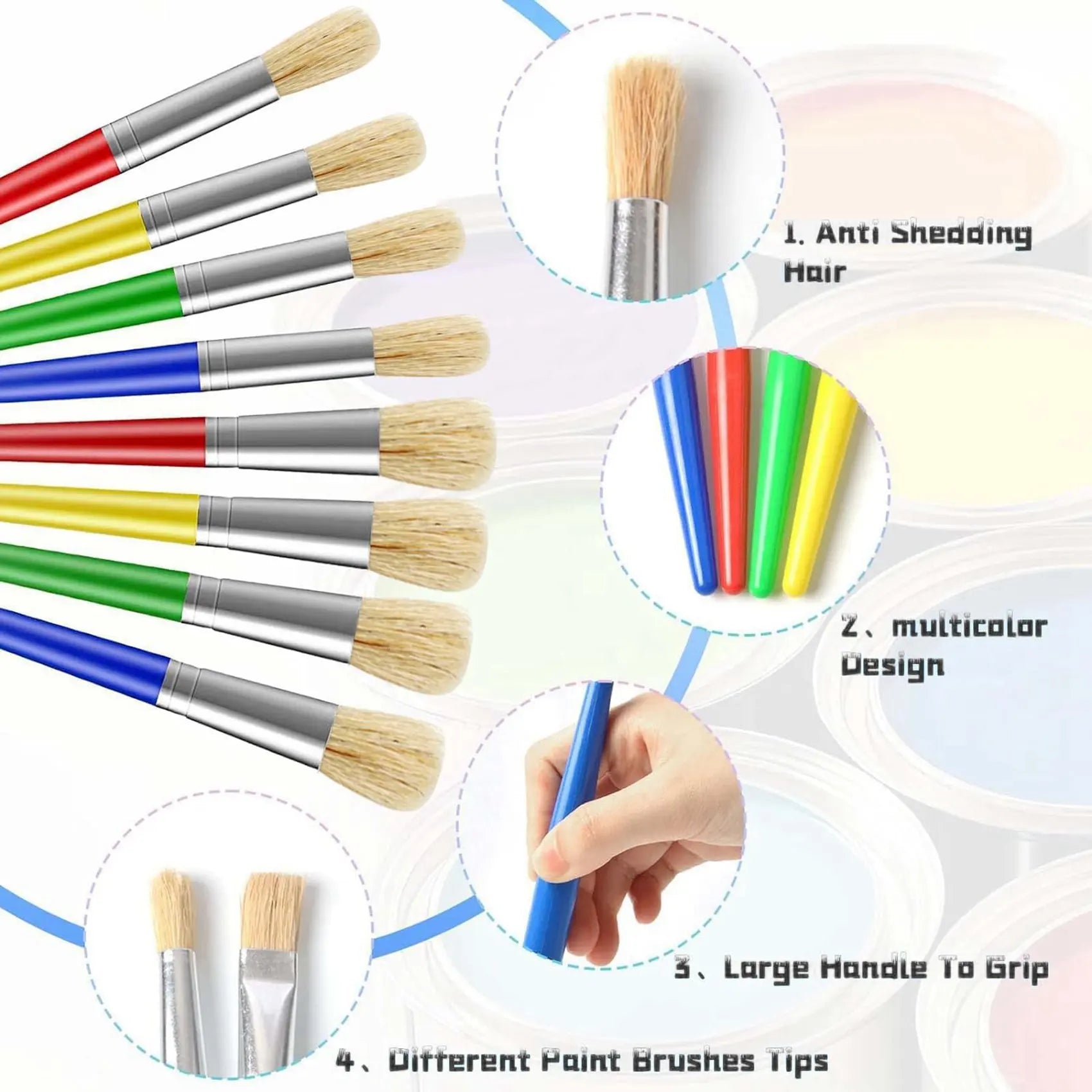 2026-WISH Kids Paint Brushes, 68Pcs Childrens Paint Brushes Set, Colorful Paint Brushes For Children Toddlers Beginners, Face Oasis Select Default Title