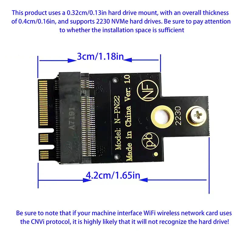 M.2 A+E to NVMe SSD Adapter PCIe 4.0 Riser Card for 2230