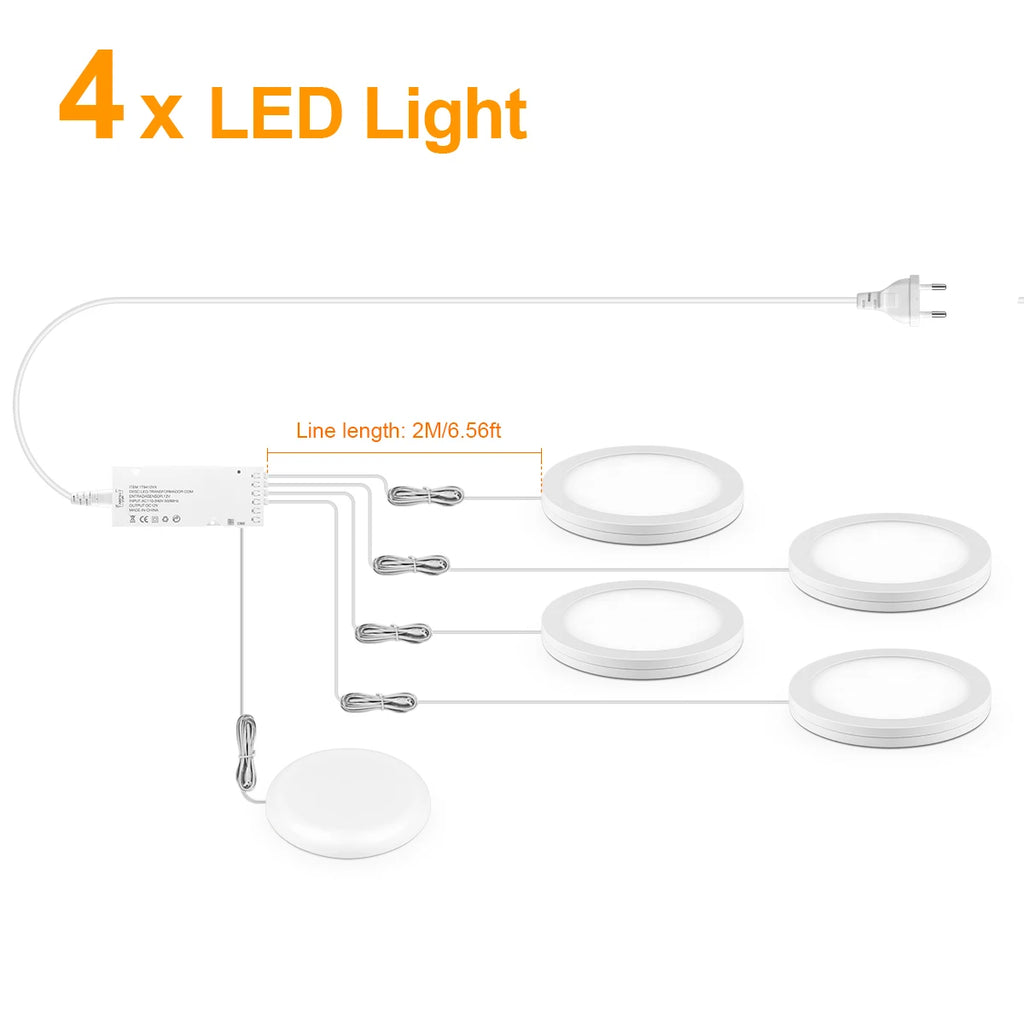 1-10pcs Ceiling Panel Lights with Dimmable Touch Sensor Swtich,5W Puck Light For Cabinet Study Desk Storage Shelf Night Lighting Oasis Select 4x LED Panel Light Neutral White