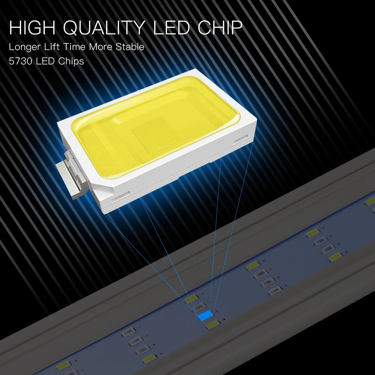 LED Aquarium Light Extensible Clip-On Aluminum Bar Fish Tank Aquatic Plant Grow Lamp Blue/White 3-Color Change with 220V EU Plug Oasis Select