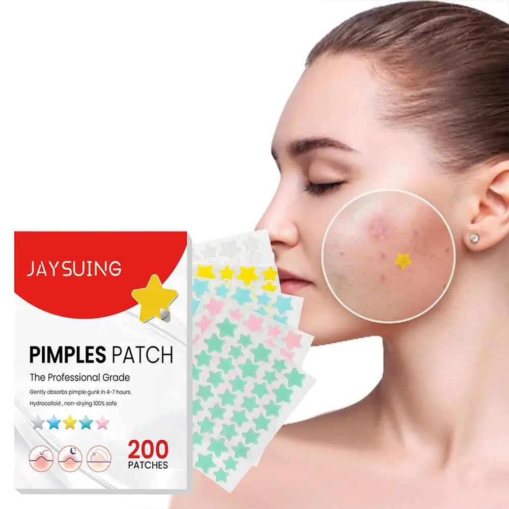 200pcs Star Shape Pimple Patches Colorful Hydrocolloid Pimple Healing Sticker Cute Strong Absorption Zit Patches Face Care Oasis Select