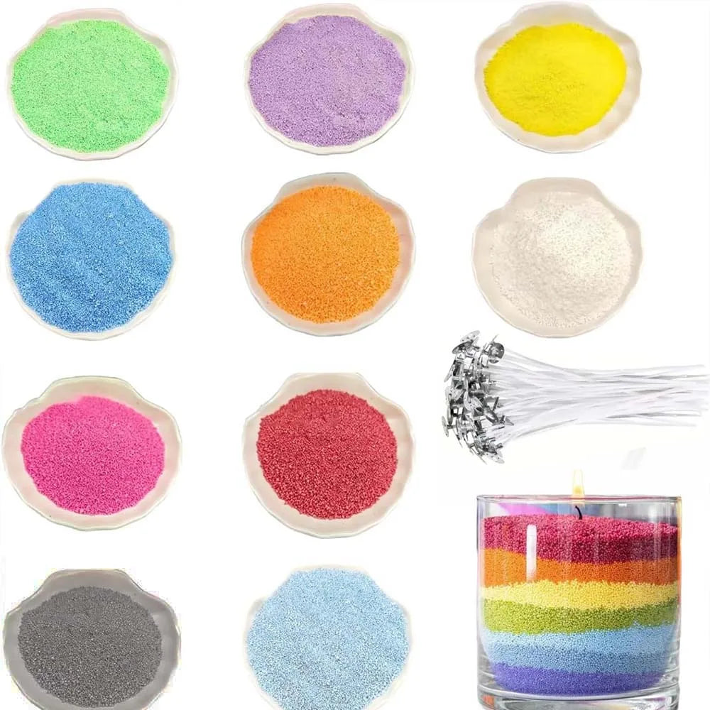 20g 10 Colors/Bag DIY Pearl Candle Sand Kit with 20pcs Wicks for Crafting Weddings Parties Valentine’s Day Decor, Candle Making Oasis Select