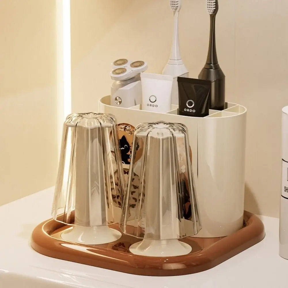 Retro Toothbrush And Toothpaste Holder Classical No-Slip Base Toothbrush Rack All-in-One Durable Toiletry Storage Box Oasis Select