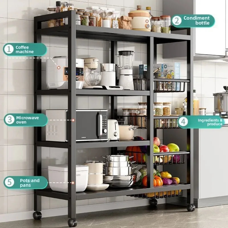 Kitchen storage rack Floor-to-ceiling multi-layer household fruit and vegetable basket storage rack Multifunctional storage rack Oasis Select