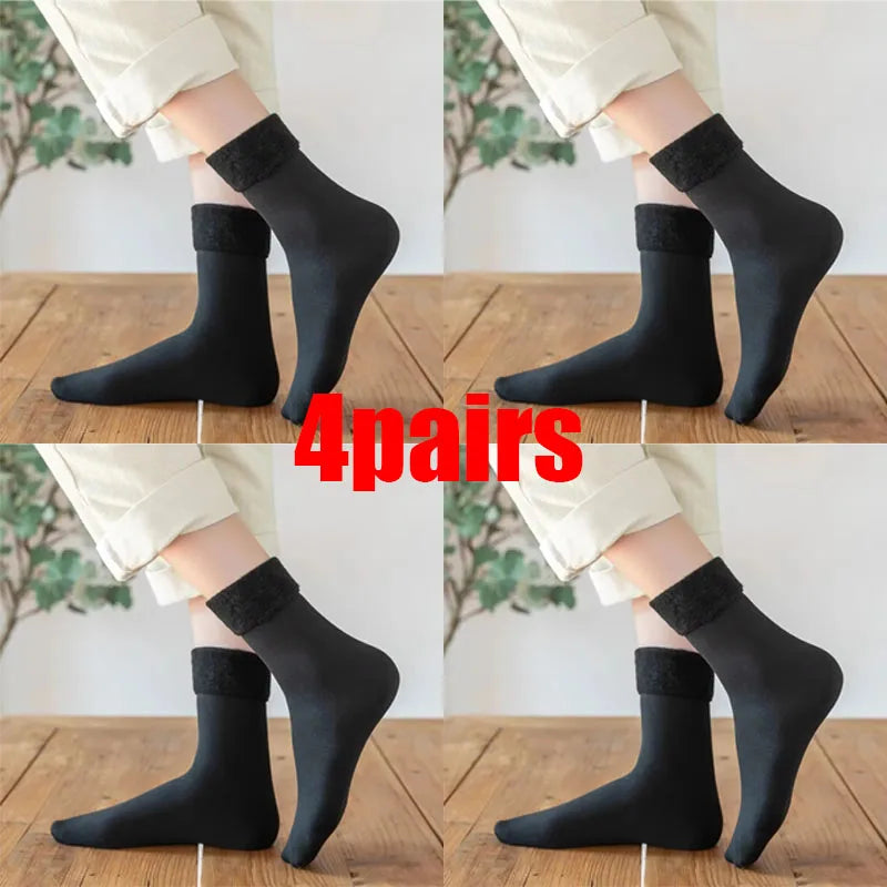 1/3/5pairs Women'S Velvet Thick Floor Socks Home Sleeping Socks Winter Warm Soft Warm Plush Sock Girls Solid Color Velvet Socks Oasis Select black 4