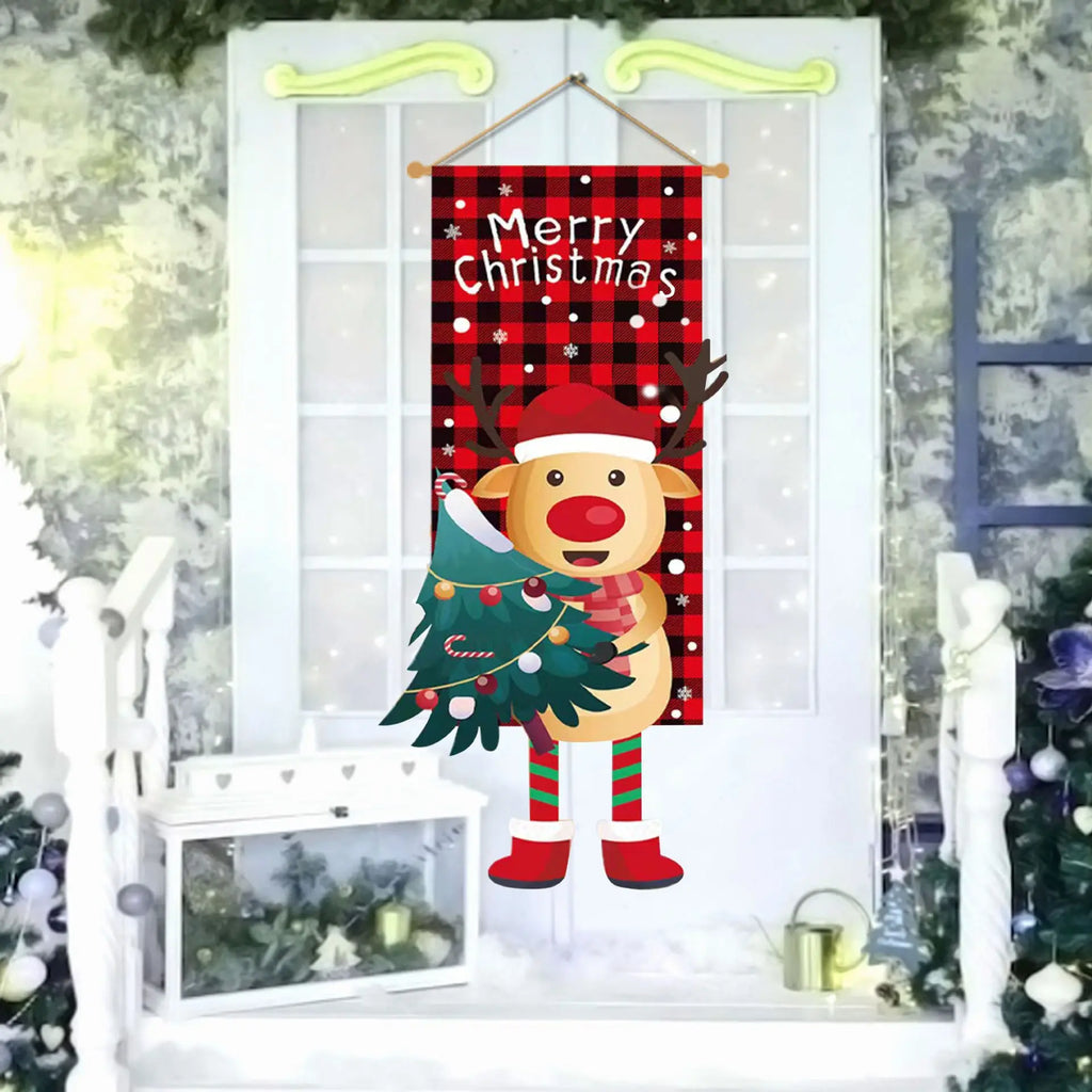 Christmas Door Hanging Flag, Christmas Wall Hanging Flag Merry Christmas Ornament Christmas Tree Flag for Wall Door Party Decor Oasis Select E