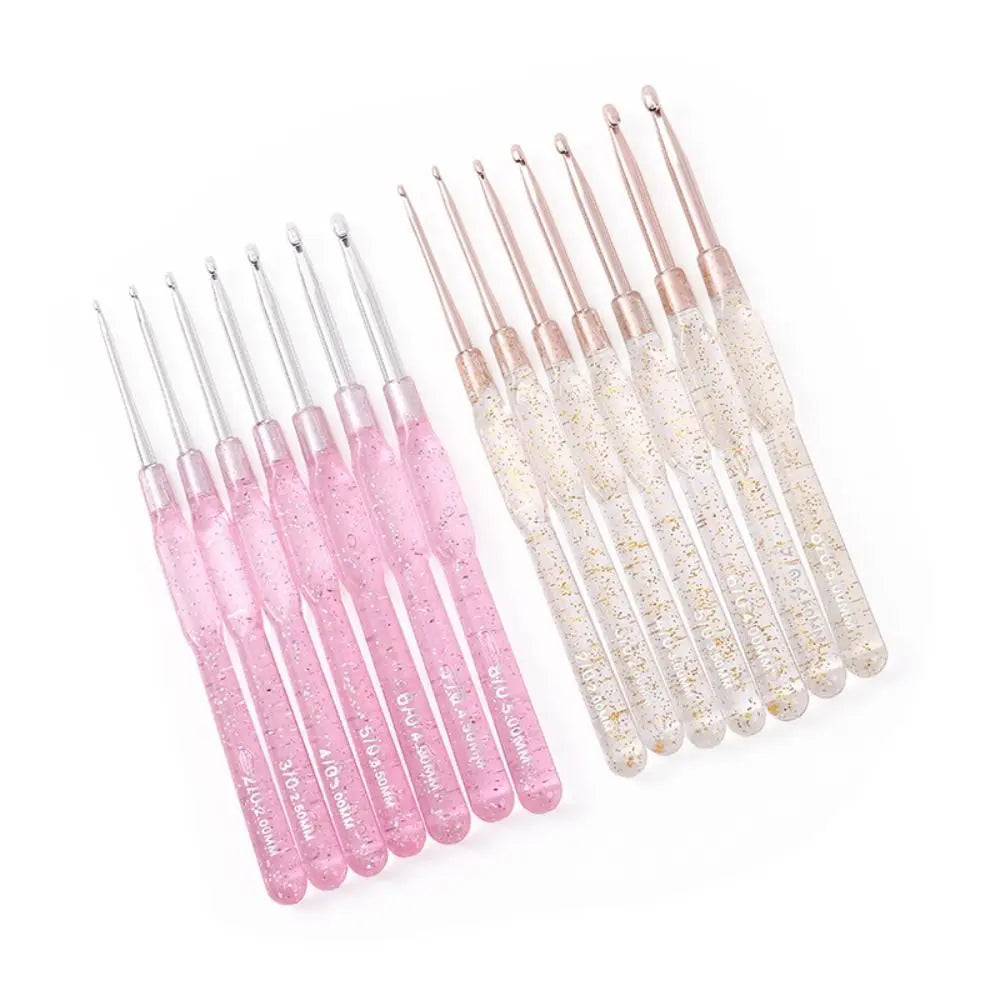 7PCS Aluminum Crochet Hooks Set 2.0-5.0mm Hand-made DIY Knitting Tools Single-headed Colorful Clear Handles Knitting Crochet Oasis Select
