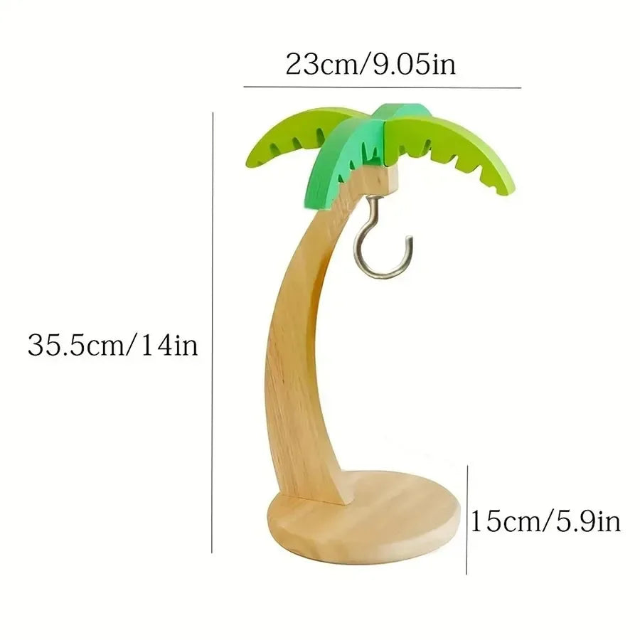 Wooden Banana Hanger Rack with Leaf & Hook | Kitchen Décor