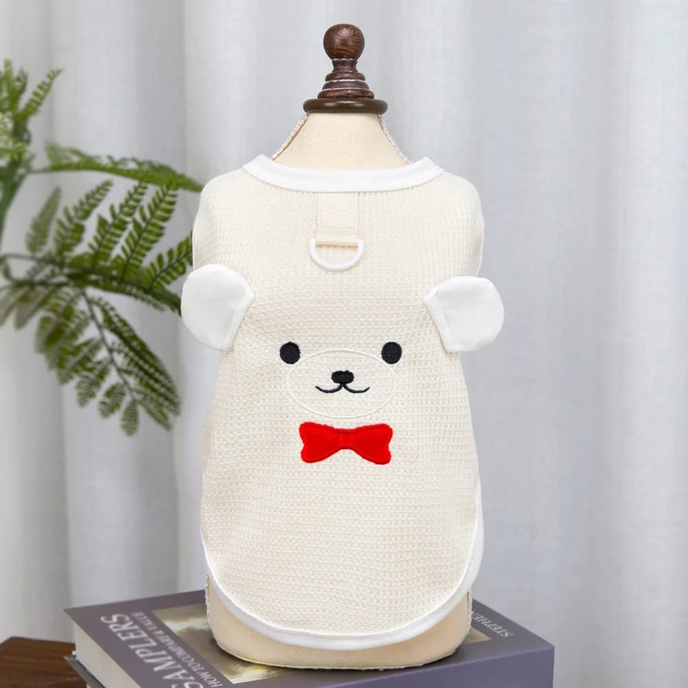 Cartoon Print Dog Vest Sun Protection Breathable Mesh Pet T-shirt Thin Fabric Soft Comfortable Pet Costume For Dogs Cats Oasis Select Beige XS