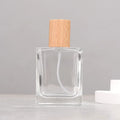 30ml Refillable Square Glass Perfume Bottle | Wooden Cap