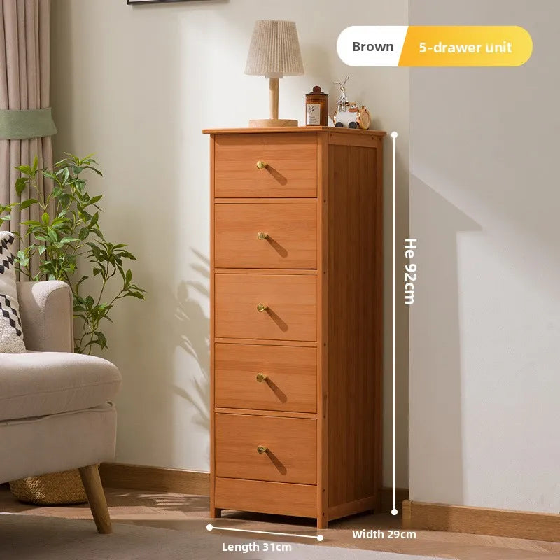 Bookcase storage cabinet chest cabinet lattice cabinet children's log storage bedside table multi-layer dining side cabinet Oasis Select Brown 5