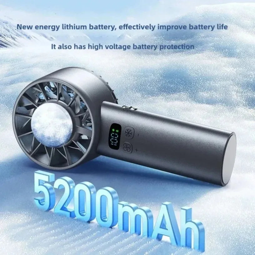 Portable LED Digital Display Travel Camping Outdoor Mini Ice compress High-Speed Cooling Fan Handheld Fans USB Rechargeable fan Oasis Select