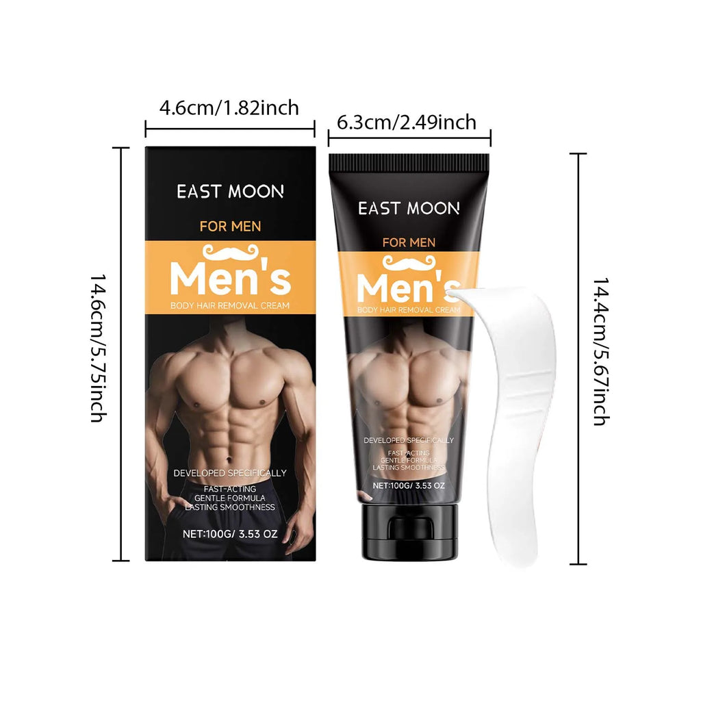 East Moon Men's Hair Removal Cream & Scraper – Painless Body Hair Removal Cream Oasis Select 100g Boxed