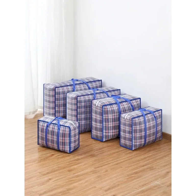 1PC foldable moving bag Large capacity woven bag snakeskin bag Waterproof portable mobile bag blue Oasis Select