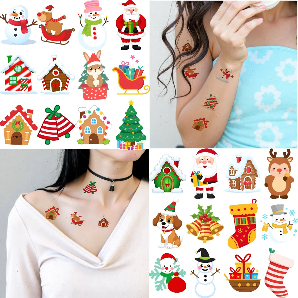 54pcs Christmas Temporary Tattoo Stickers for Kids – Holiday Set Temporary Tattoo Stickers Oasis Select