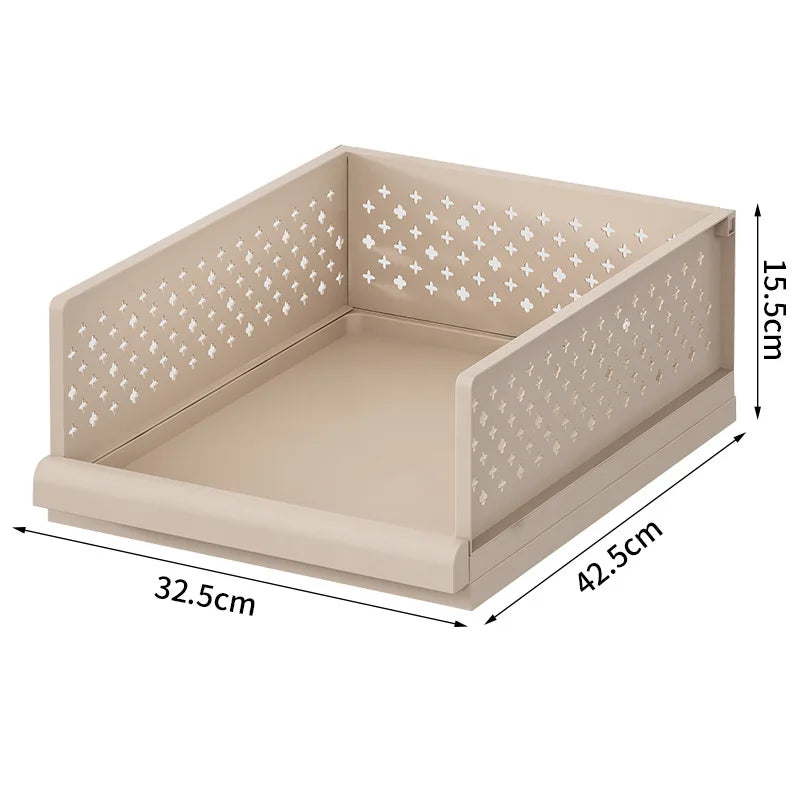 Drawer type clothes clothing storage box foldable pull-out wardrobe layered baffle pull basket layered pants storage box Oasis Select 1 layer - khaki