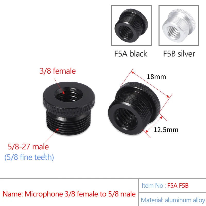 Metal Microphone Stand Conversion Screws 3/8 Female to 5/8 Male Screw Thread Adapter Tripod Screw for Microphone Stable Clip Oasis Select