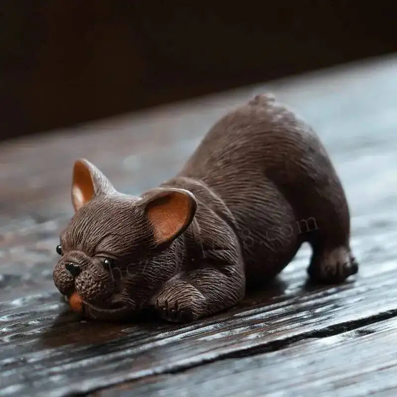 Purple Clay Tea Pet Puppy Figurine Creative Tea Ceremony Piece Wealth-enhancing Zodiac Bull Terrier Budgie French Bulldog Tea Oasis Select