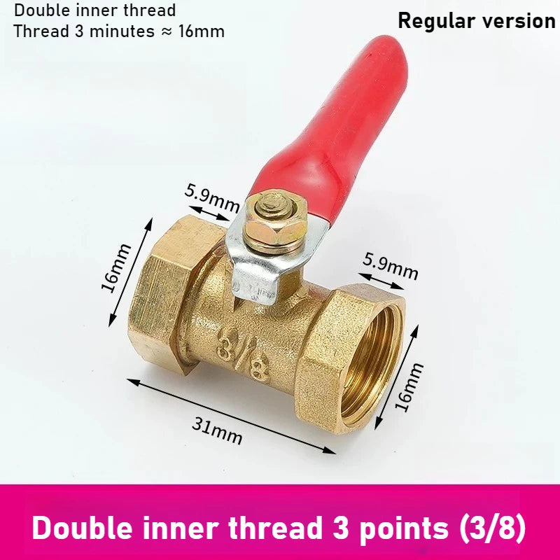 Pneumatic Copper Ball Valve Baota Red Handle Small Switch 1 3 4 Point 1/4 Vent Pipe Ball Valve Oasis Select Double inside 3 1PCS