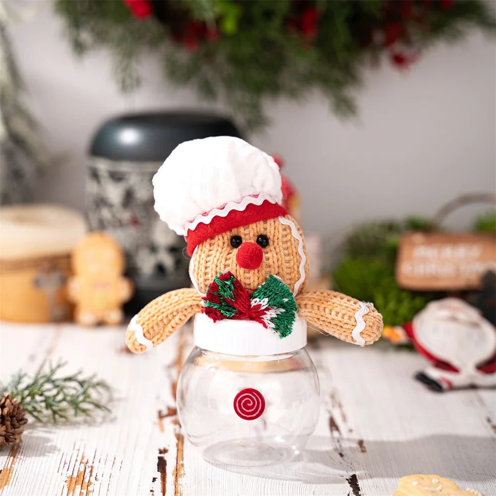 Christmas Candy Gift Box Cookies Snack Transparent Storage Jar Gingerbread Man Food Container Kids New Year Decoration Bottle Oasis Select Style 2 other