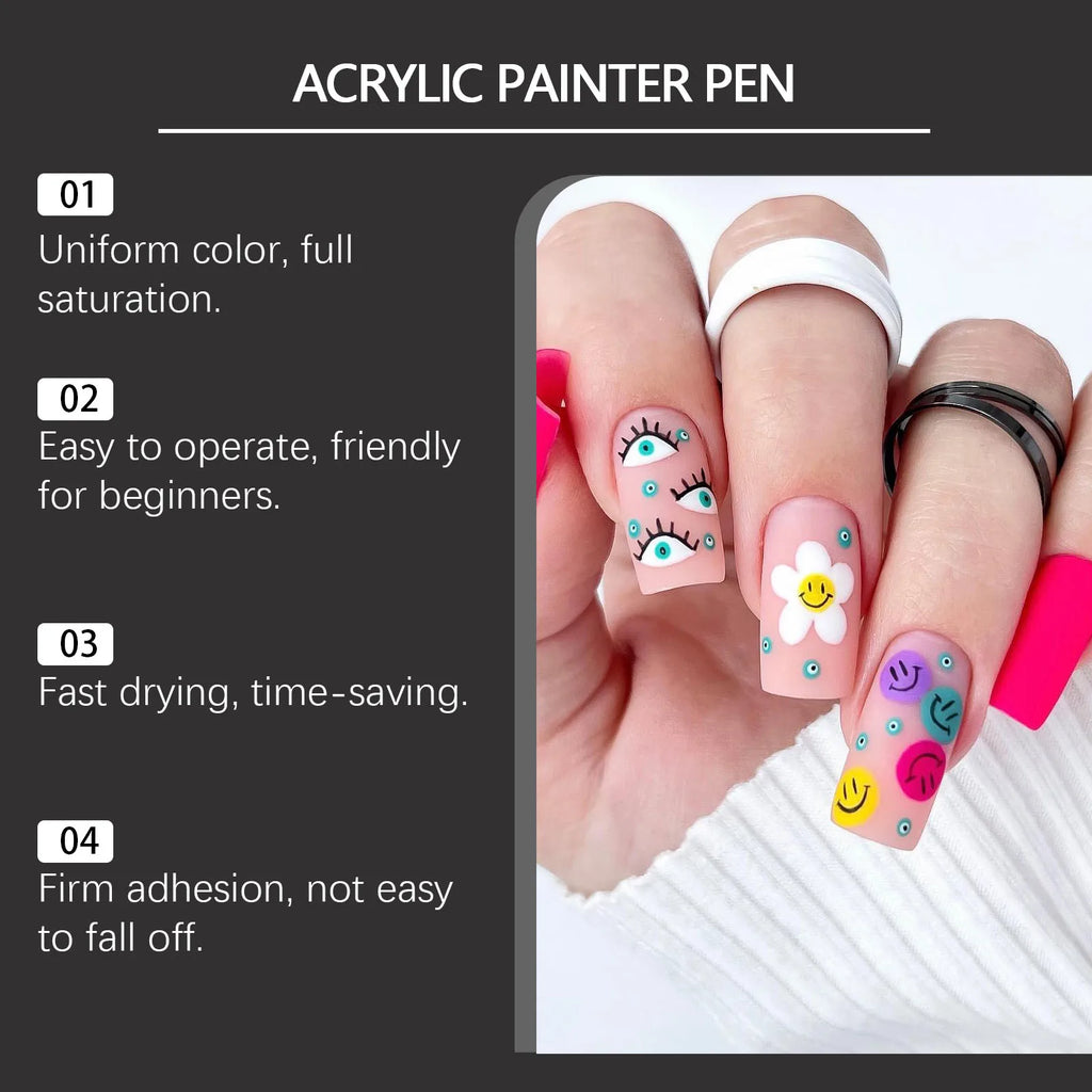 Nymixa DIY Nail Art Kit – 12 Color Pens & Glitter Set Nail Art Kit Oasis Select