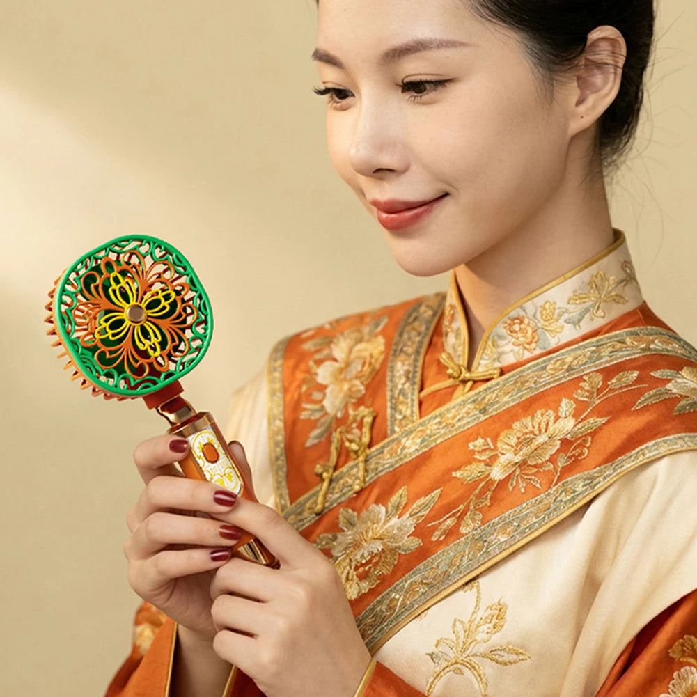 Vintage Floral Handheld Mini Fan – USB Rechargeable, 3 Speeds Handheld Portable Fan Oasis Select