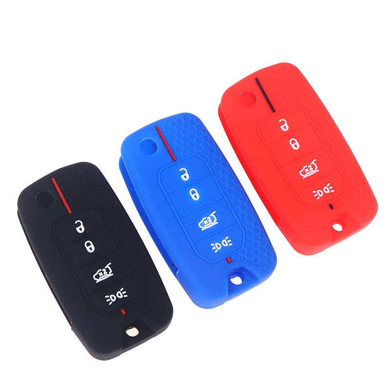 Silicone Key Shell Cover for Jeep Cherokee, Compass S, Renegade, Grand Commander, and ForJcuv Charger Oasis Select