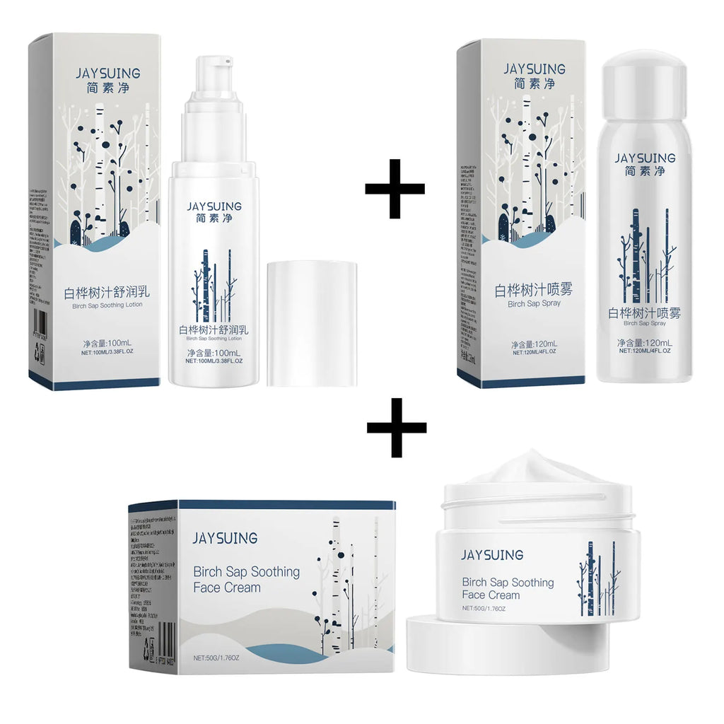 Birch Juice Soothing Lotion Smooth Skin Moisturizing Spray Repair Pores Improve Skin Condition Compact Repair Care Face Creams Oasis Select 3PCS SET