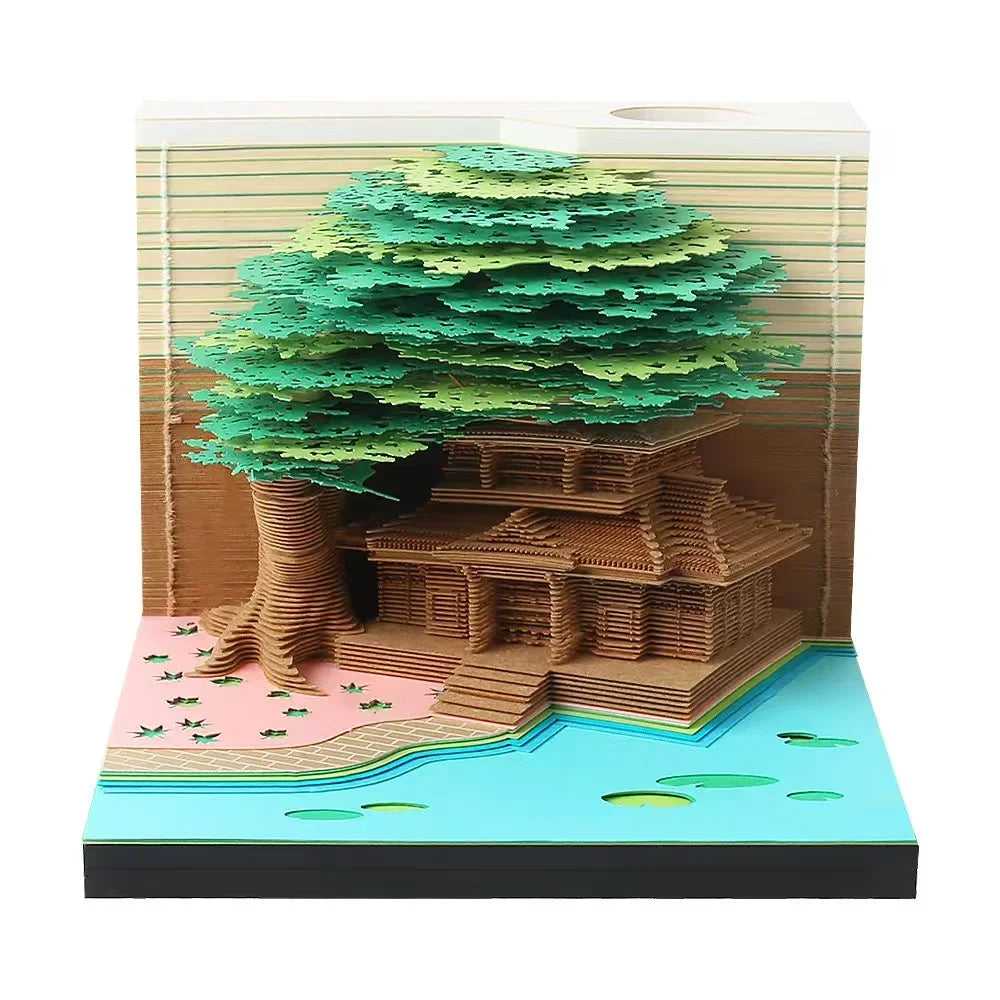 Treehouse 3D Desktop Calendar Sticky Notes Creative Crafts Souvenirs Paper Carvings Memo Pad New Year Gifts Office Ornament Oasis Select GR calendar